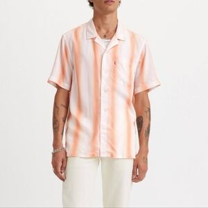 Men's Levis Sunset Camp Button Down Shirt - Orange & White LARGE